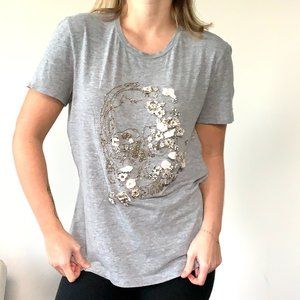 Alexander McQueen Gray T-shirt - Embellished Skull